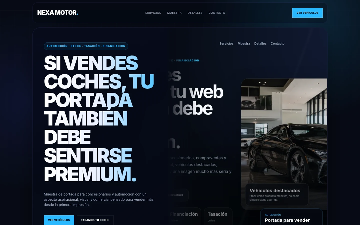 Ejemplo de una muestra de página web profesional