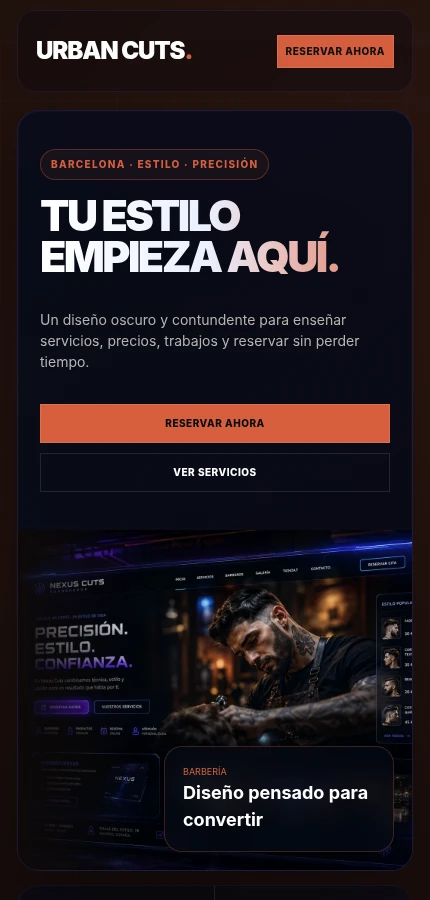 Vista móvil barbería