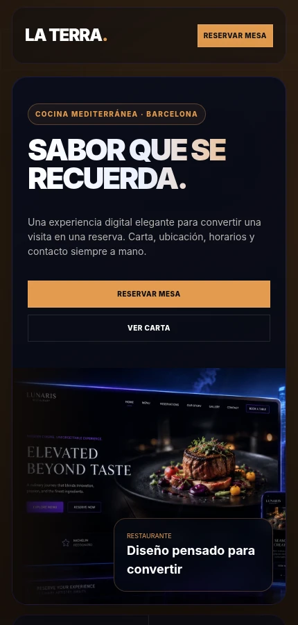 Vista móvil de una web moderna